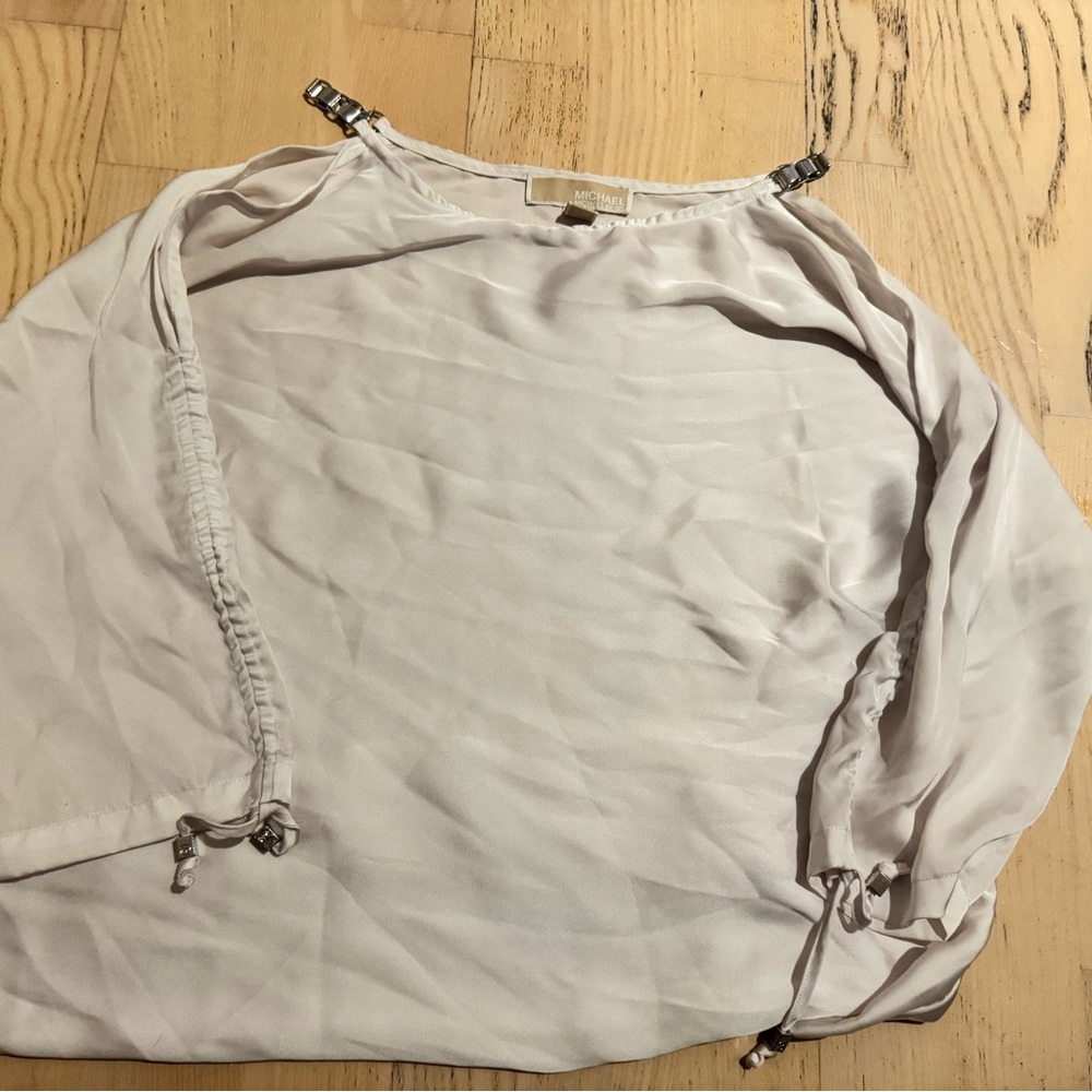 Michael Kors White Blouse with Drawstring Sleeves